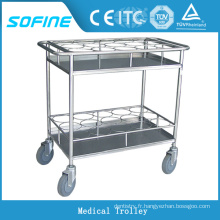 Chariot en bouteille d&#39;hôpital en acier inoxydable SF-HW5712